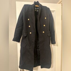 Zara Black Pea Coat with Gold Buttons